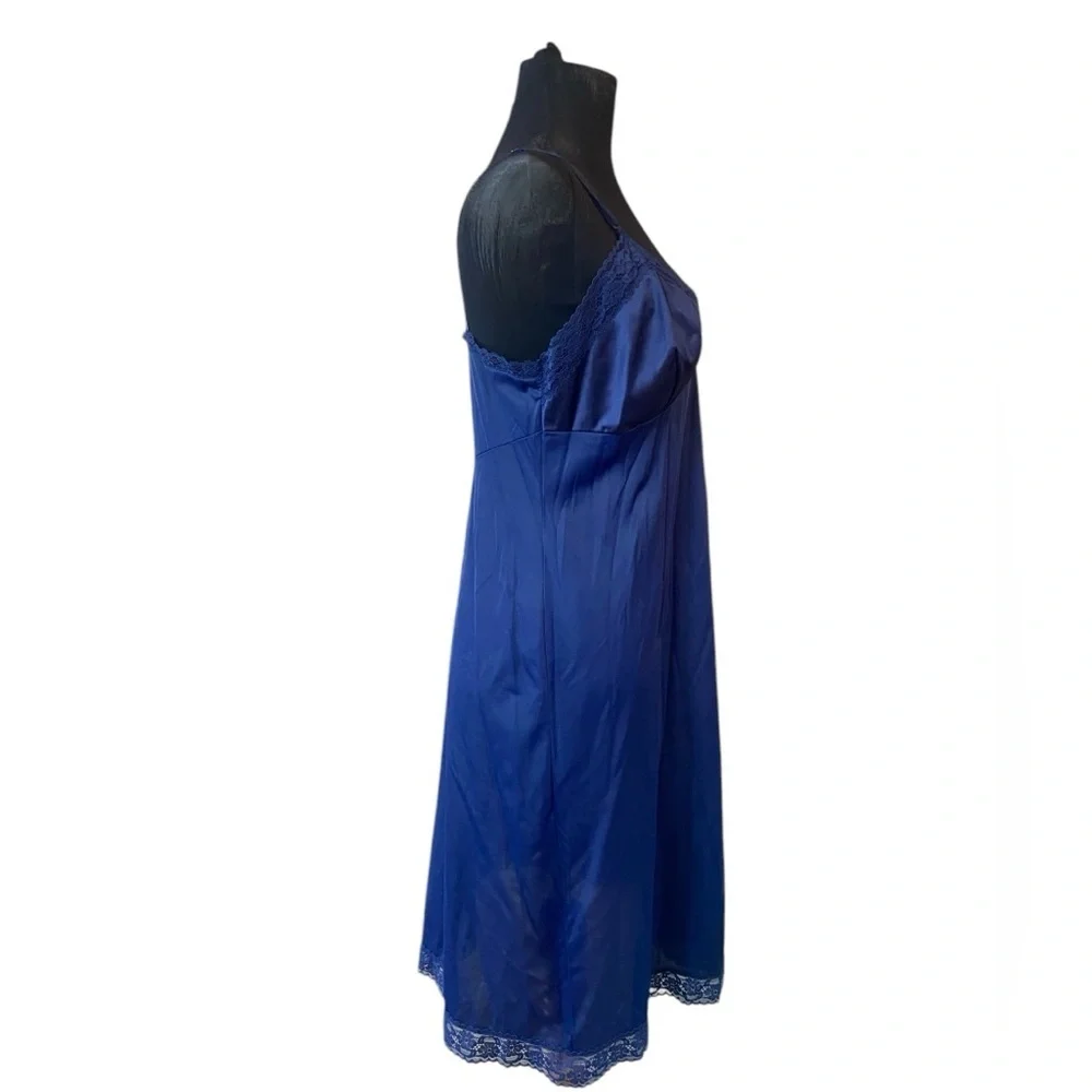 Vintage Blue Nylon Slip Dress - Picture 6 of 11